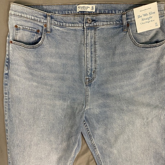 Abercrombie Fitch Jeans Womens 35/20R Light Wash Straight Ultra High Rise NWT$90 - Picture 7 of 13